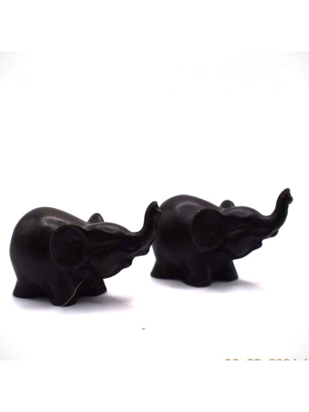Solid Wood Elephant Carved Tiny Dark Brown